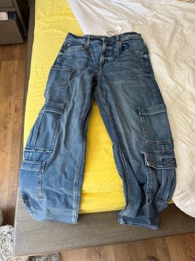 Blue Cargo Denim Pants